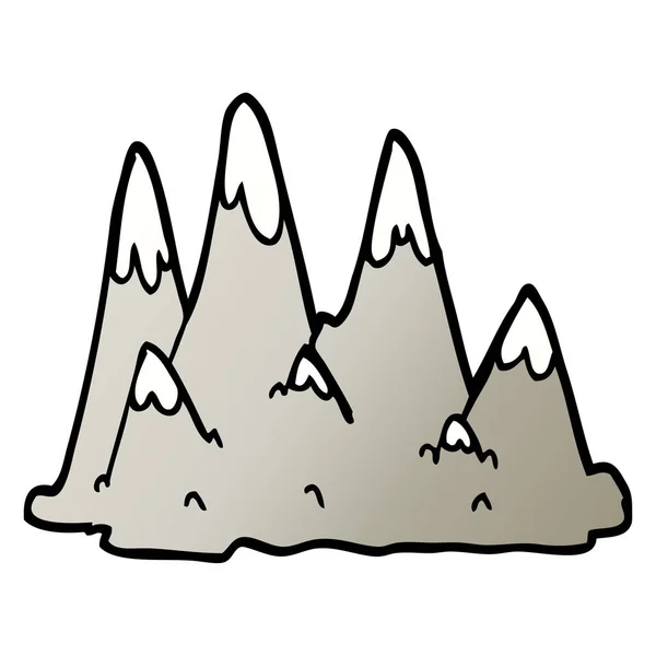 Vector Gradiente Ilustración Dibujos Animados Montañas — Vector de stock