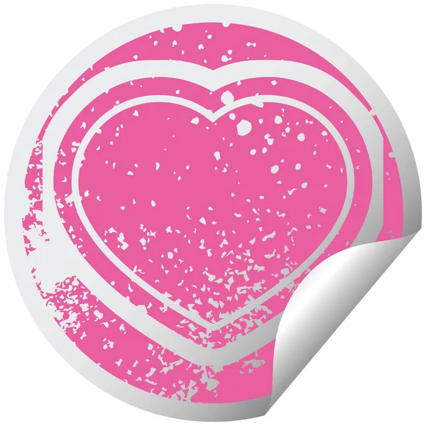 Heart Symbol Graphic Distressed Sticker Illustration Icon — Stock Vector