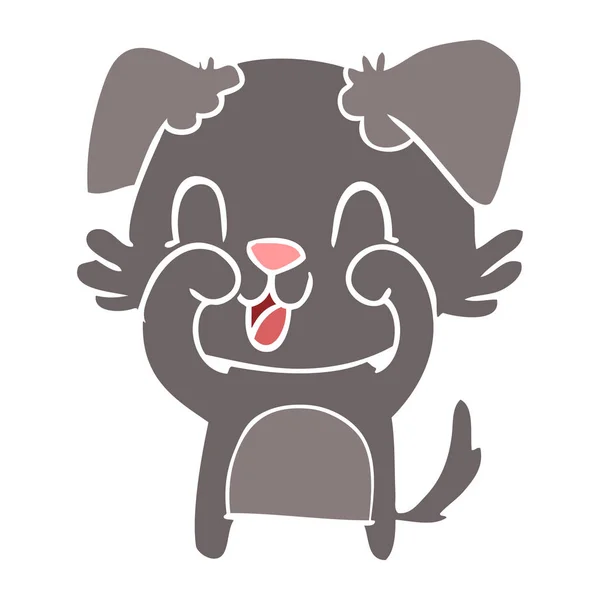 Lachen Flache Farbe Stil Cartoon Hund — Stockvektor
