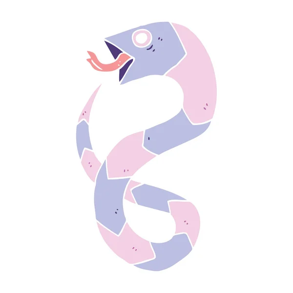 Serpiente Dibujos Animados Estilo Color Plano — Vector de stock