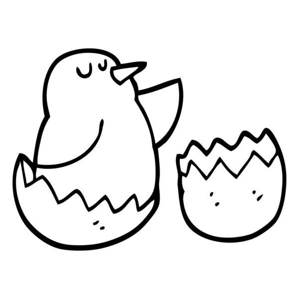 Black White Cartoon Hatching Bird — Stock Vector