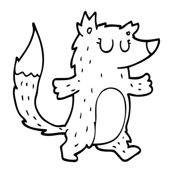 Linienzeichnung Cartoon Wolf — Stockvektor