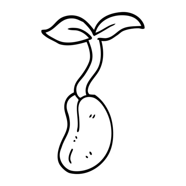 Desenho Linha Desenhos Animados Uma Planta Cultivada Sementes —  Vetores de Stock