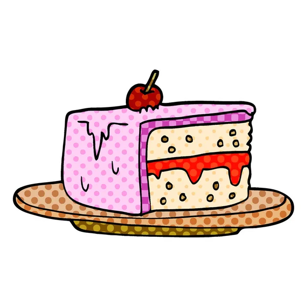 Fetta Cartoon Doodle Torta — Vettoriale Stock