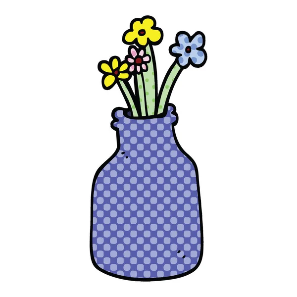 Comic Stil Cartoon Blumen Der Vase — Stockvektor