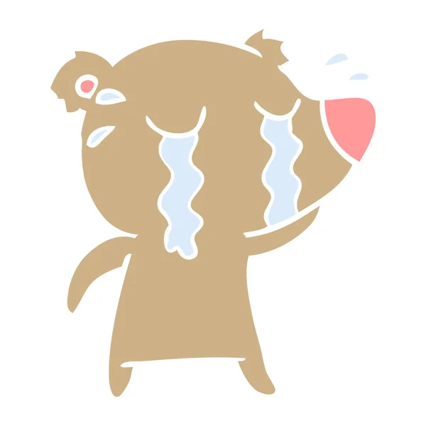 Flache Farbe Stil Cartoon Weinender Bär — Stockvektor