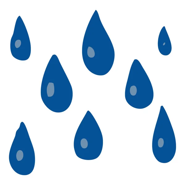 Cor Plana Estilo Cartoon Raindrops —  Vetores de Stock