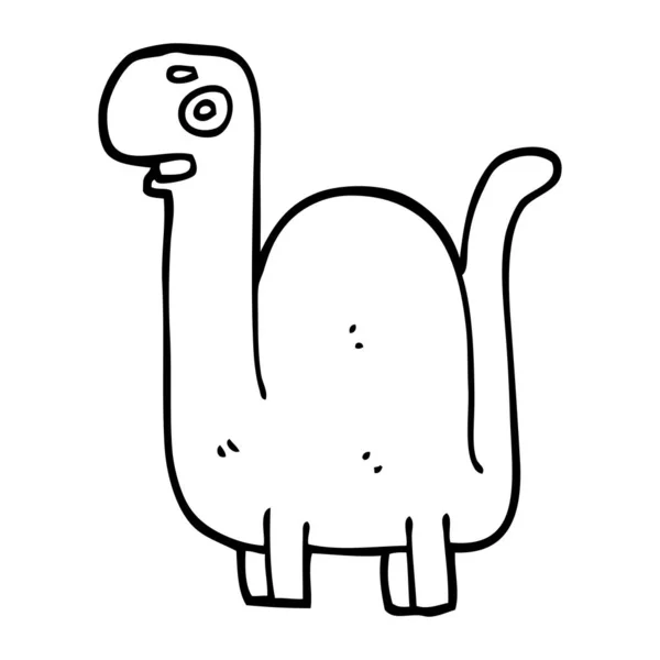 Lijntekening Cartoon Prehistorische Dinosaurus — Stockvector