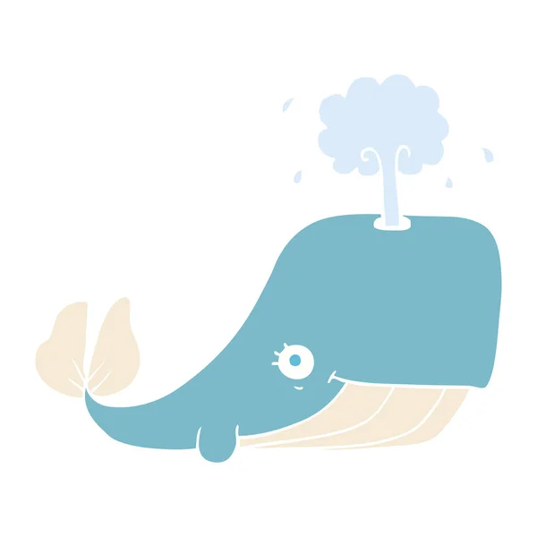 Platt Färg Illustration Whale Sprutande Vatten — Stock vektor