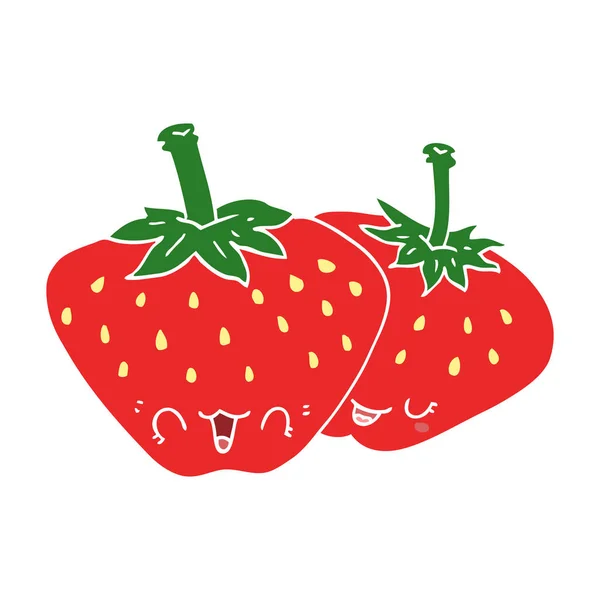 Flache Farbe Stil Cartoon Erdbeeren — Stockvektor