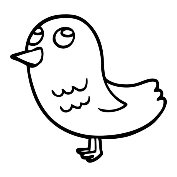 Lijntekening Cartoon Vogel Opzoeken — Stockvector