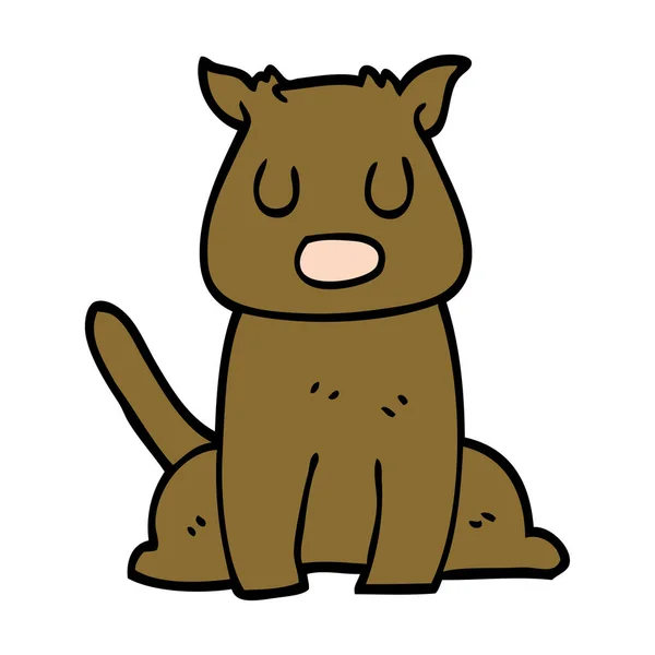 Desenho Animado Doodle Cão Calmo — Vetor de Stock