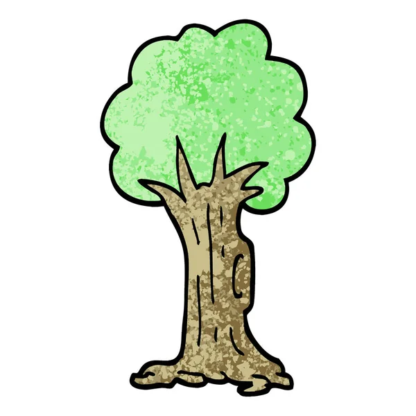 Grunge Ανάγλυφη Εικόνα Δέντρο Κινούμενα Σχέδια — Διανυσματικό Αρχείο