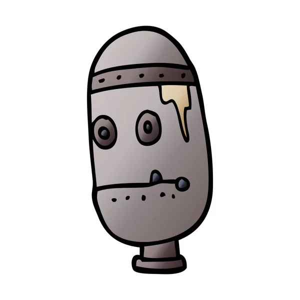 Cartoon Doodle Retro Robot Head — Stock Vector