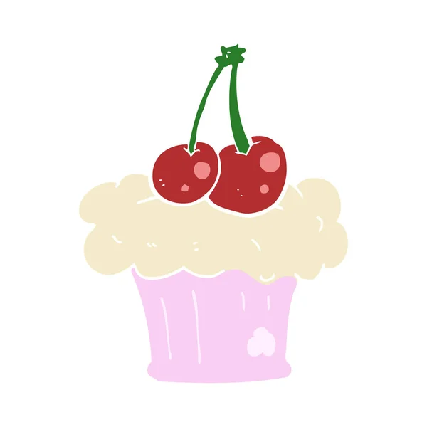 Flachfarbige Illustration Von Cupcake — Stockvektor