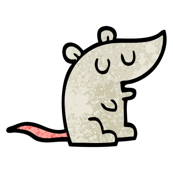 Grunge Textured Illustration Cartoon Mouse — стоковый вектор