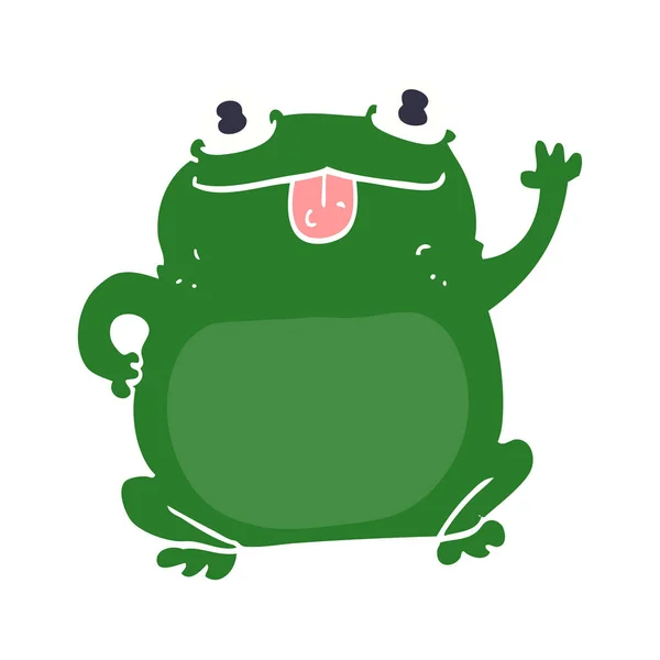 Flat Color Style Cartoon Frog — Stock Vector
