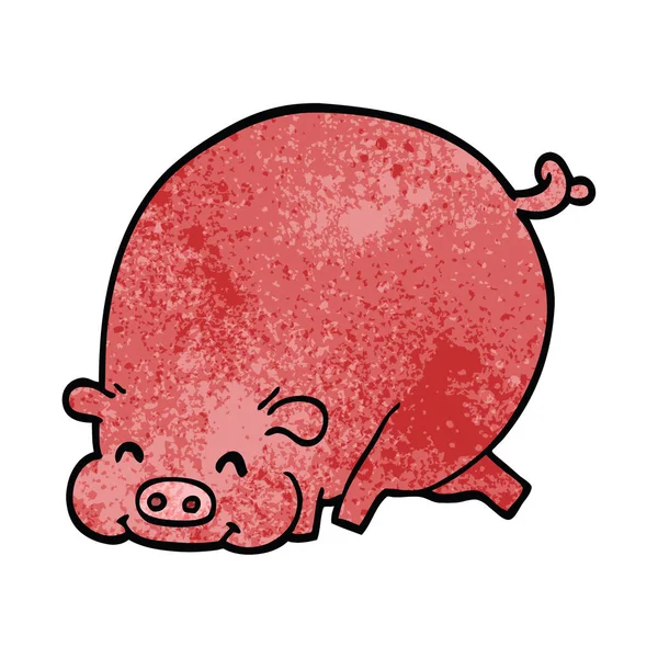 Dessin Animé Doodle Gros Porc — Image vectorielle