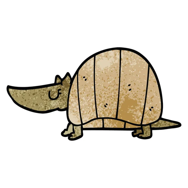 Cartoon Doodle Armadillo Flat Icon Isolated White Background Vector Illustration — Stock Vector