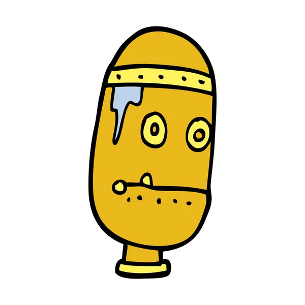 Dibujos Animados Doodle Retro Robot Cabeza — Vector de stock