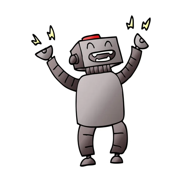 Dibujos Animados Garabato Robot Feliz — Vector de stock