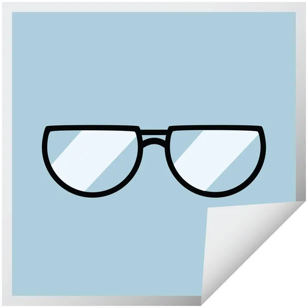 Óculos Gráfico Vetor Ilustração Quadrado Adesivo — Vetor de Stock
