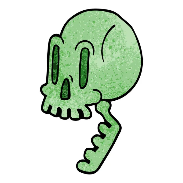 Cartoon Doodle Grüner Totenkopf — Stockvektor