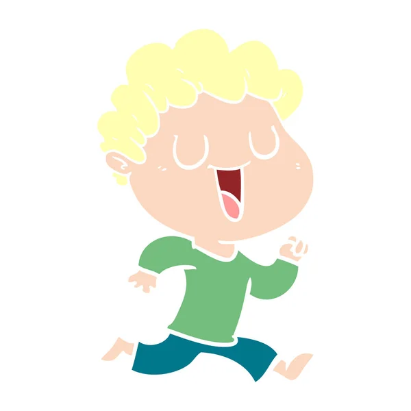 Laughing Flat Color Style Cartoon Man — Stock Vector