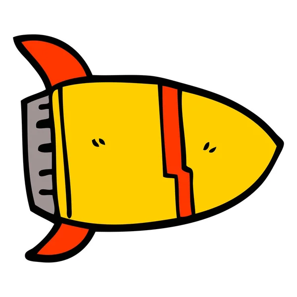 Dibujos Animados Doodle Cohete Espacial — Vector de stock