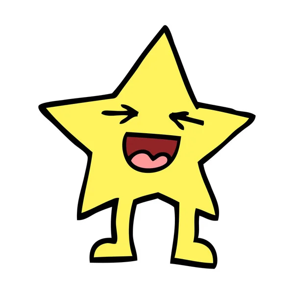 Dibujado Mano Doodle Estilo Caricatura Riendo Personaje Estrella — Vector de stock