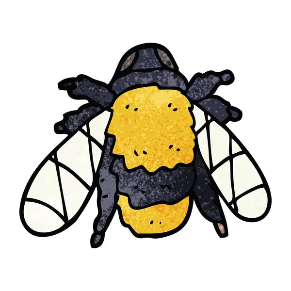 Cartoon Doodle Bee Flat Ikonen Isolerad Vit Bakgrund Vektor Illustration — Stock vektor