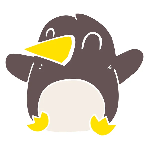 Desenho Animado Doodle Dançando Pinguim — Vetor de Stock