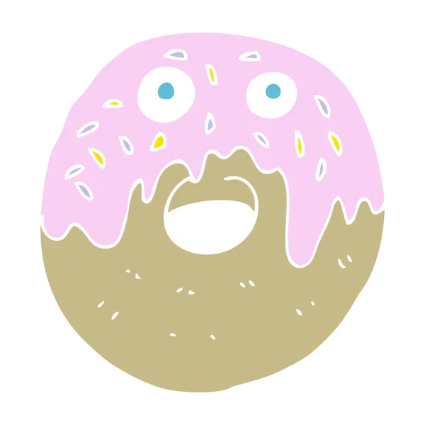 Flat Color Illustration Doughnut — Stock Vector