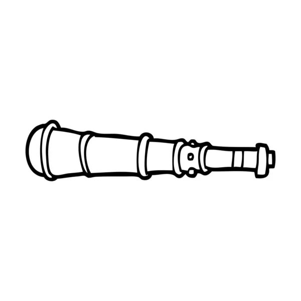 Linea Disegno Telescopio Cartone Animato — Vettoriale Stock