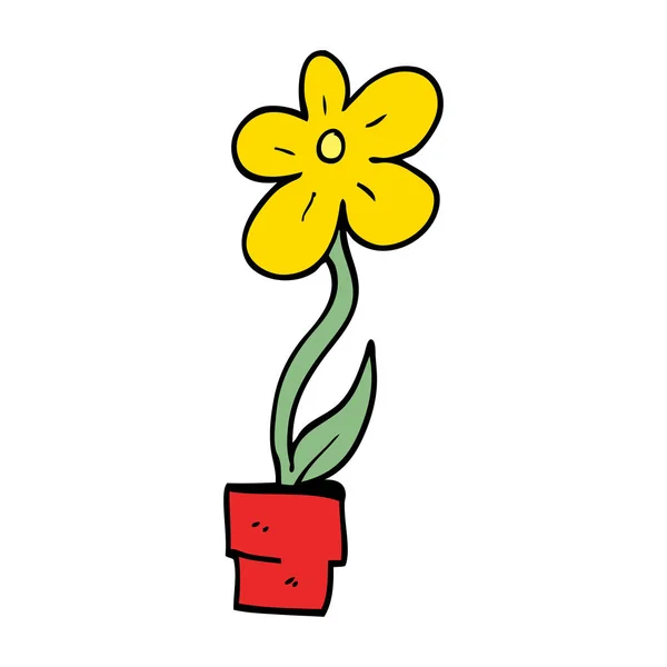Pote Flor Doodle Desenhos Animados — Vetor de Stock