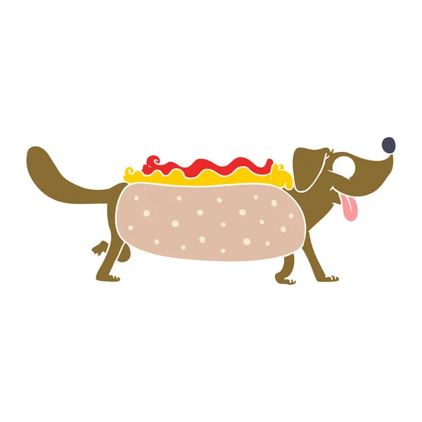 Perro Caliente Dibujos Animados Estilo Color Plano — Vector de stock