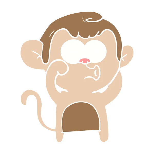 Maymun Hooting Düz Renk Stil Çizgi Film — Stok Vektör