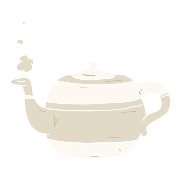 Плоский Цветовой Стиль Мультфильм Чайник — стоковый вектор