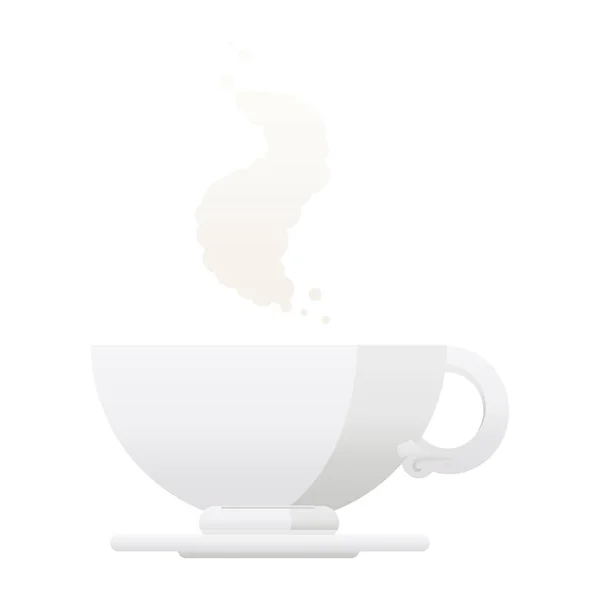 Platte Kleur Illustratie Van Een Warme Kop Koffie — Stockvector