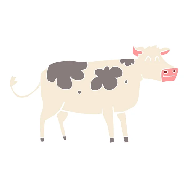 Flat Color Illustration Cow — Stock Vector
