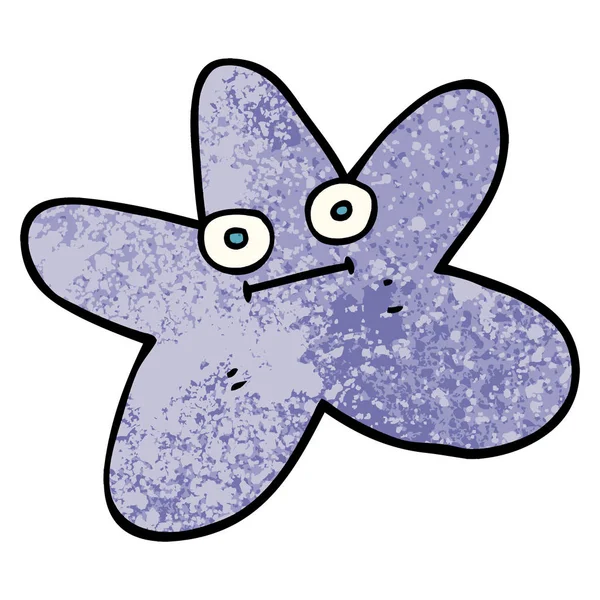 Grunge Texturierte Illustration Cartoon Star Fisch — Stockvektor