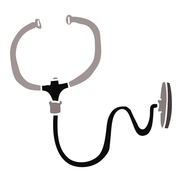 Cartoon Doodle Stethoscope Flat Icon Isolated White Background Vector Illustration — Stock Vector