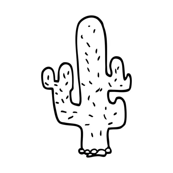 Linea Disegno Cartone Animato Cactus — Vettoriale Stock