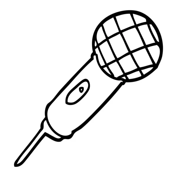 Microphone Dessin Animé Noir Blanc — Image vectorielle