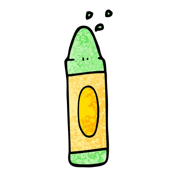 Grunge Texturizado Ilustração Cartoon Verde Crayon — Vetor de Stock