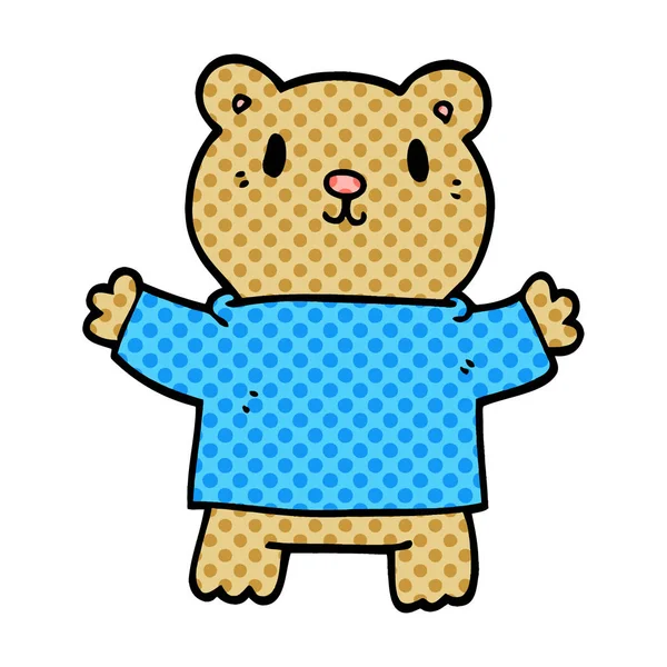 Zeichentrick Doodle Teddybär — Stockvektor