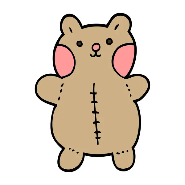 Dibujado Mano Doodle Estilo Dibujos Animados Osito Peluche — Vector de stock