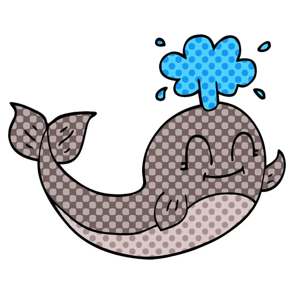 Cartoon Doodle Happy Whale — Stock Vector