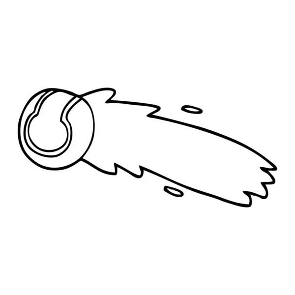 Линия Рисования Мультфильма Летающий Теннисный Мяч — стоковый вектор