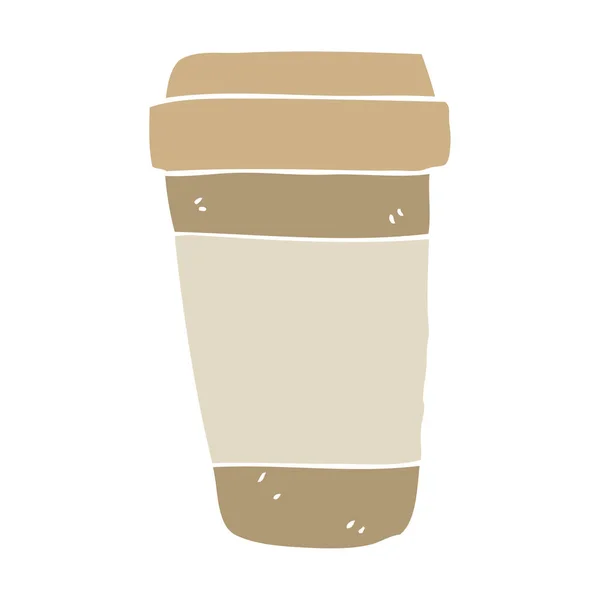 Platt Färg Stil Tecknad Kaffe Kopp — Stock vektor